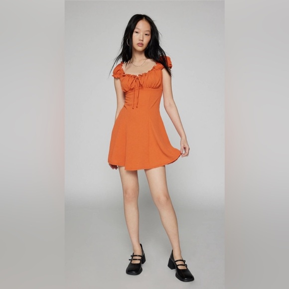 Urban Outfitters Orange Fit and Flare Mini Dress - Picture 2 of 4